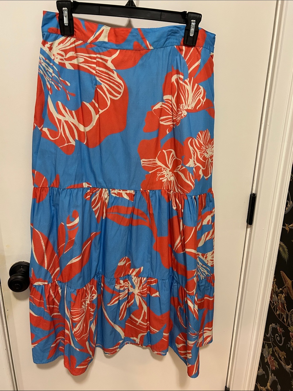 Maude Vivante Vibrant Blue and Orange Floral Maxi Skirt